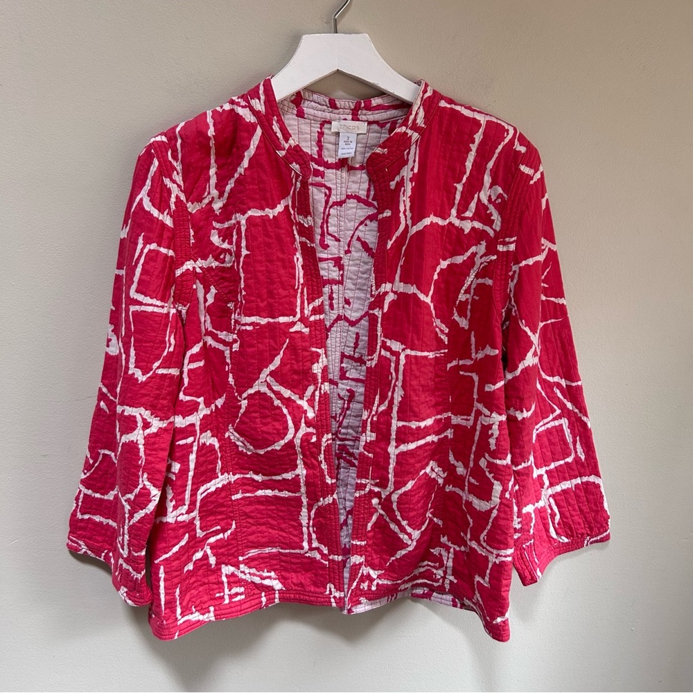 Chico’s ~ Quilted Reversible Open Front Jacket in size 2/ Medium/ 12
